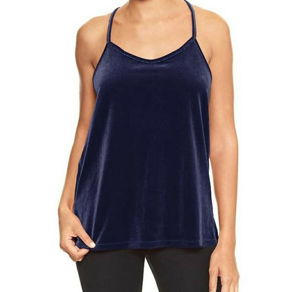 New Gap Womens Velvet Racer Tank Navy